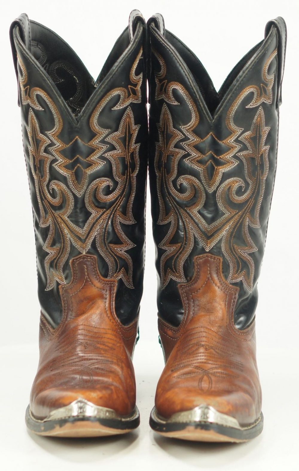 Masterson Men's Western Cowboy Boots Brown and Black Leather Silver ...