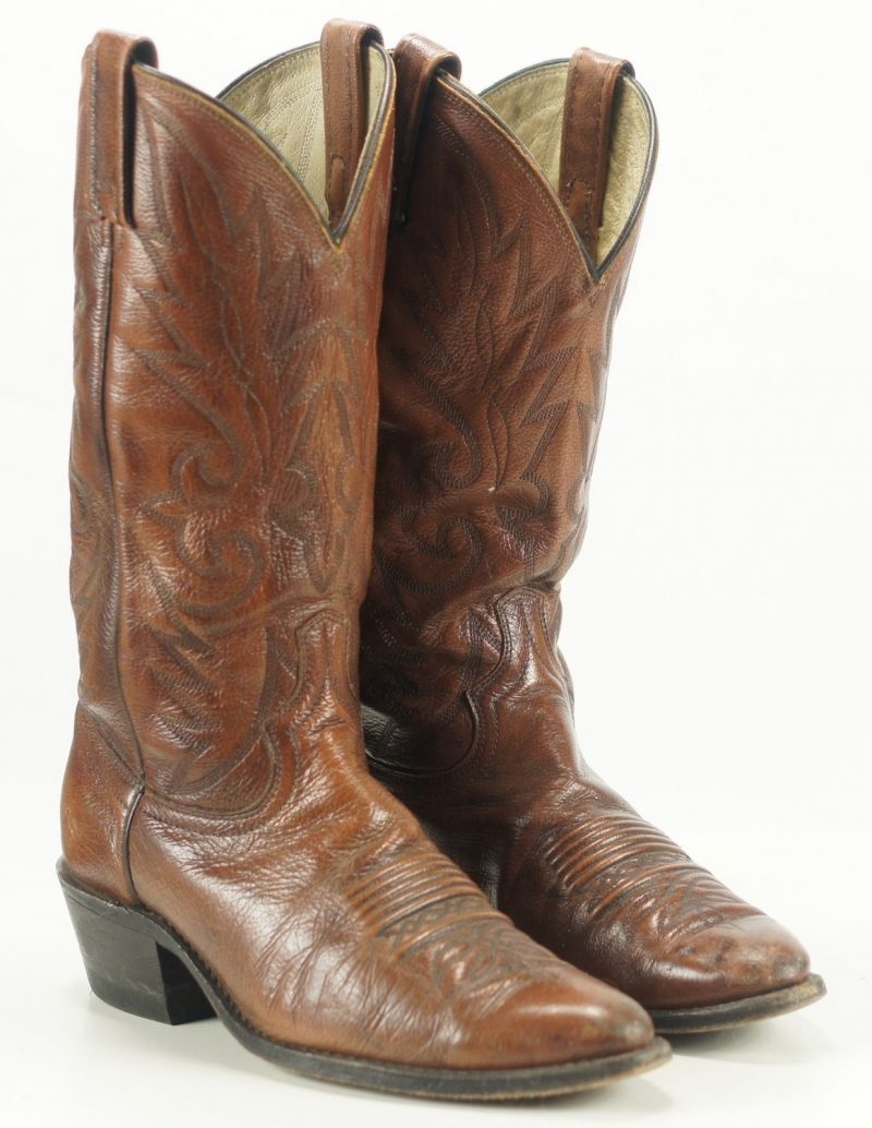 Dan Post Men's Saddle Brown Leather Vintage Cowboy Western Boots 8 D ...