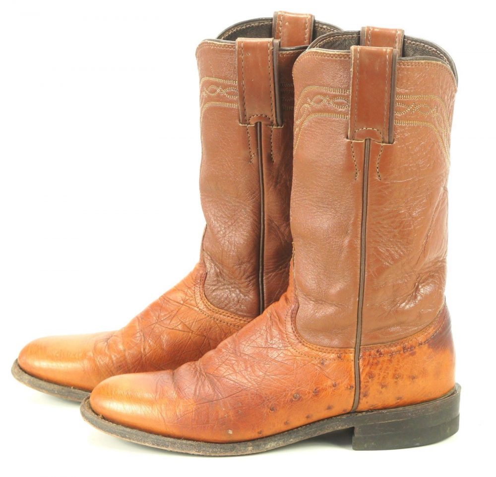 Justin Women's Smooth Ostrich Roper Cowboy Western Boots Vintage US ...