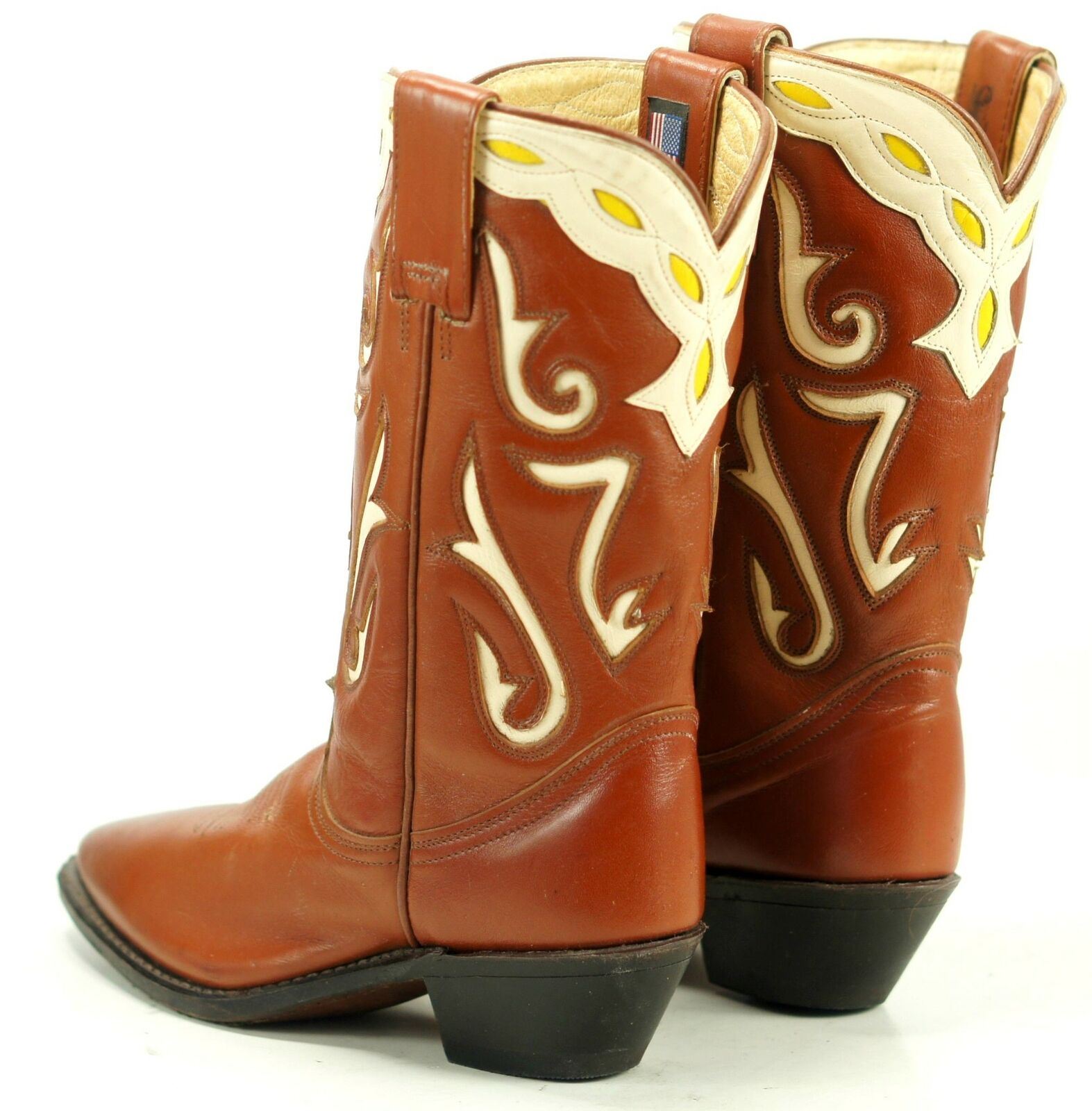 Acme Women's Vintage Western Cowboy Boots Inlay US Made Boho Festival 5 ...