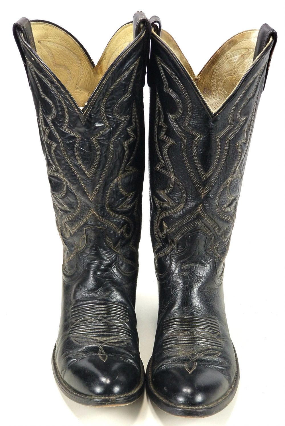 Dan Post Black Leather Cowboy Western Boots Vintage 1989 Men's 8 D ...