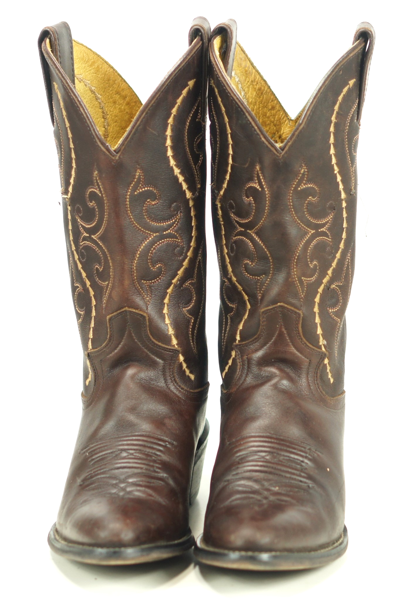Justin Women's Dark Brown Leather Cowboy Western Boho Boots Stitched ...