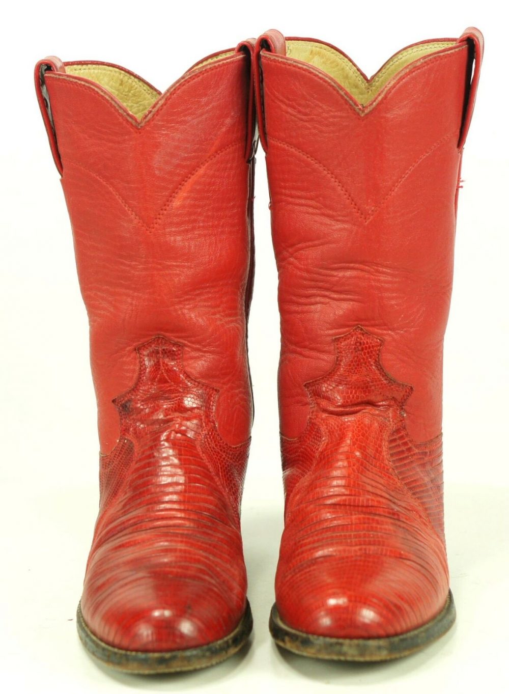 Justin Women's Red Lizardskin Roper Cowboy Western Boots Vintage US ...