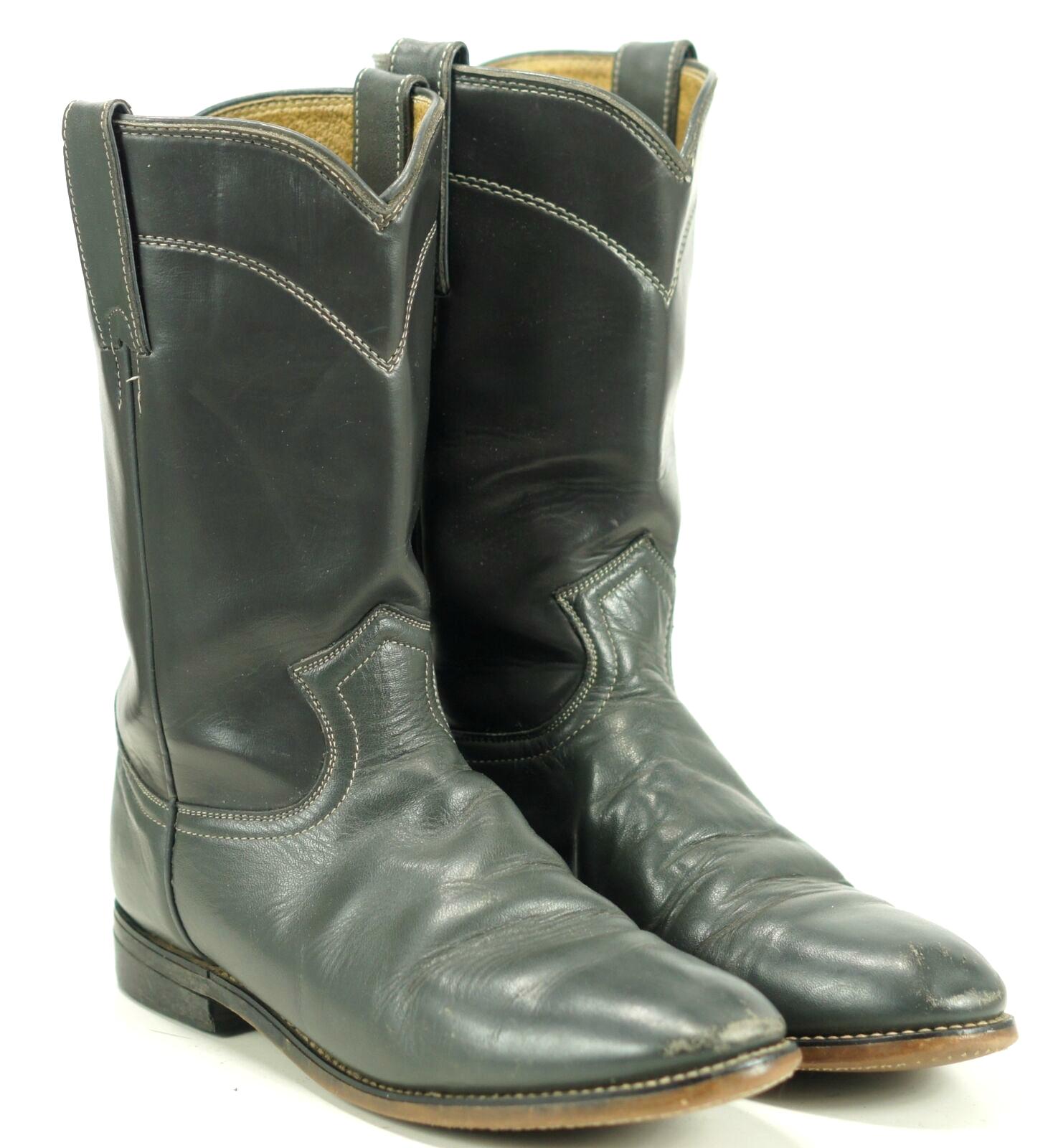 Diamond J Justin Women's Gray Leather Roper Cowboy Western Riding Boots ...