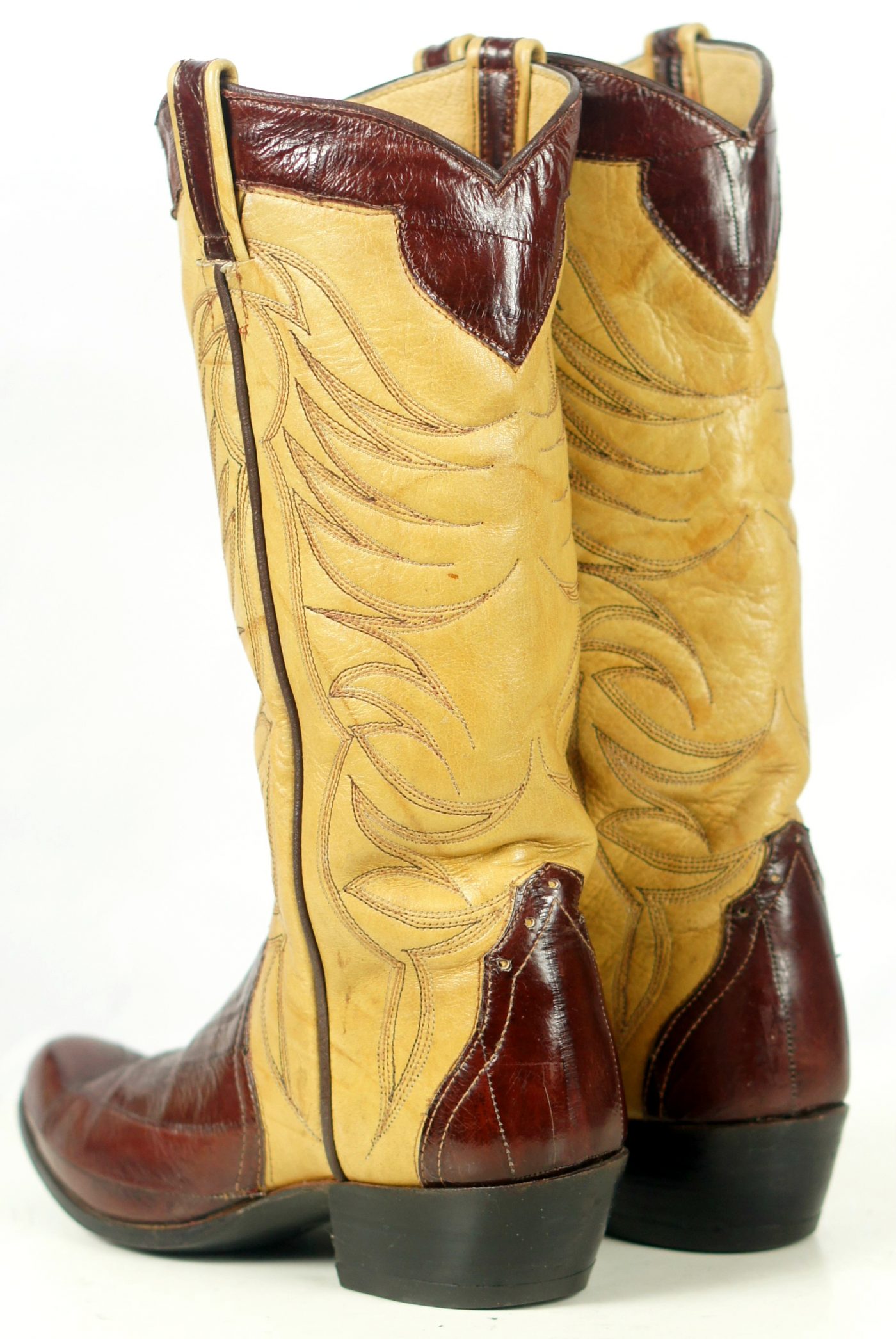 brown and yellow cowboy boots