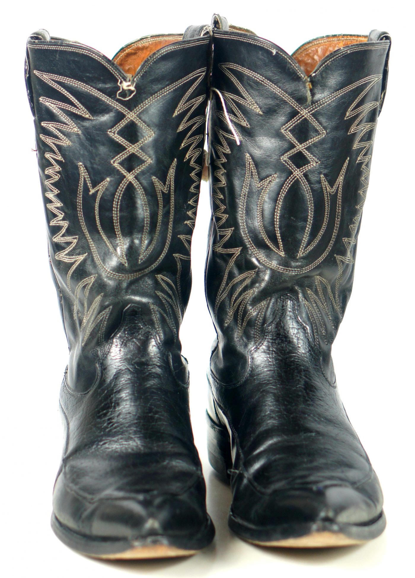 Justin Ft Worth Black Cowboy Boots Pointy Toe Vintage 70s US Made Men's ...