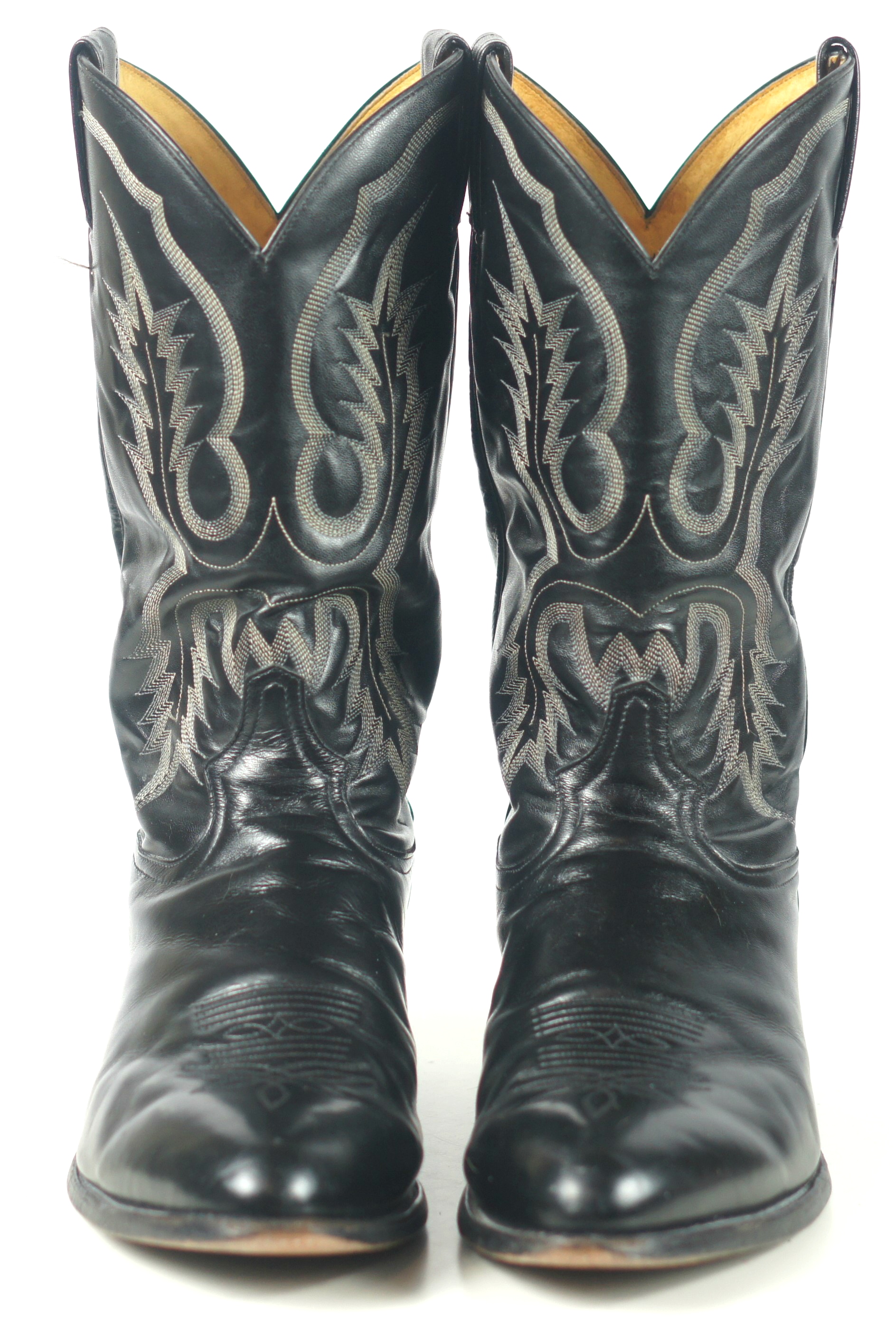 Tony Lama Cowboy Western Boots Black Leather Vintage US Texas Made Men ...