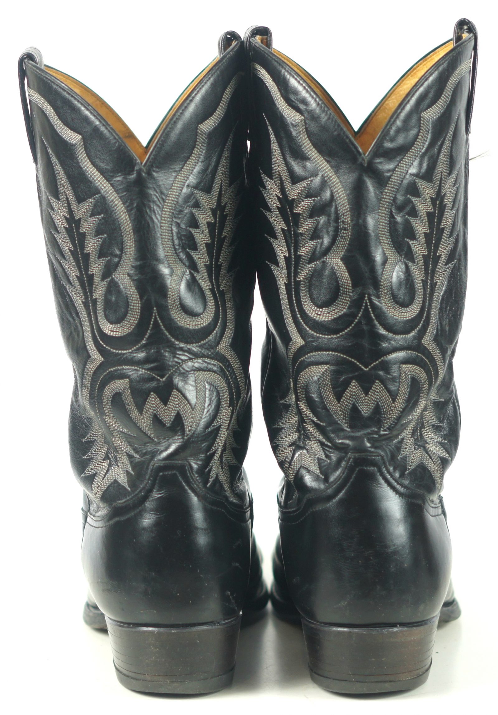 Tony Lama Cowboy Western Boots Black Leather Vintage US Texas Made Men