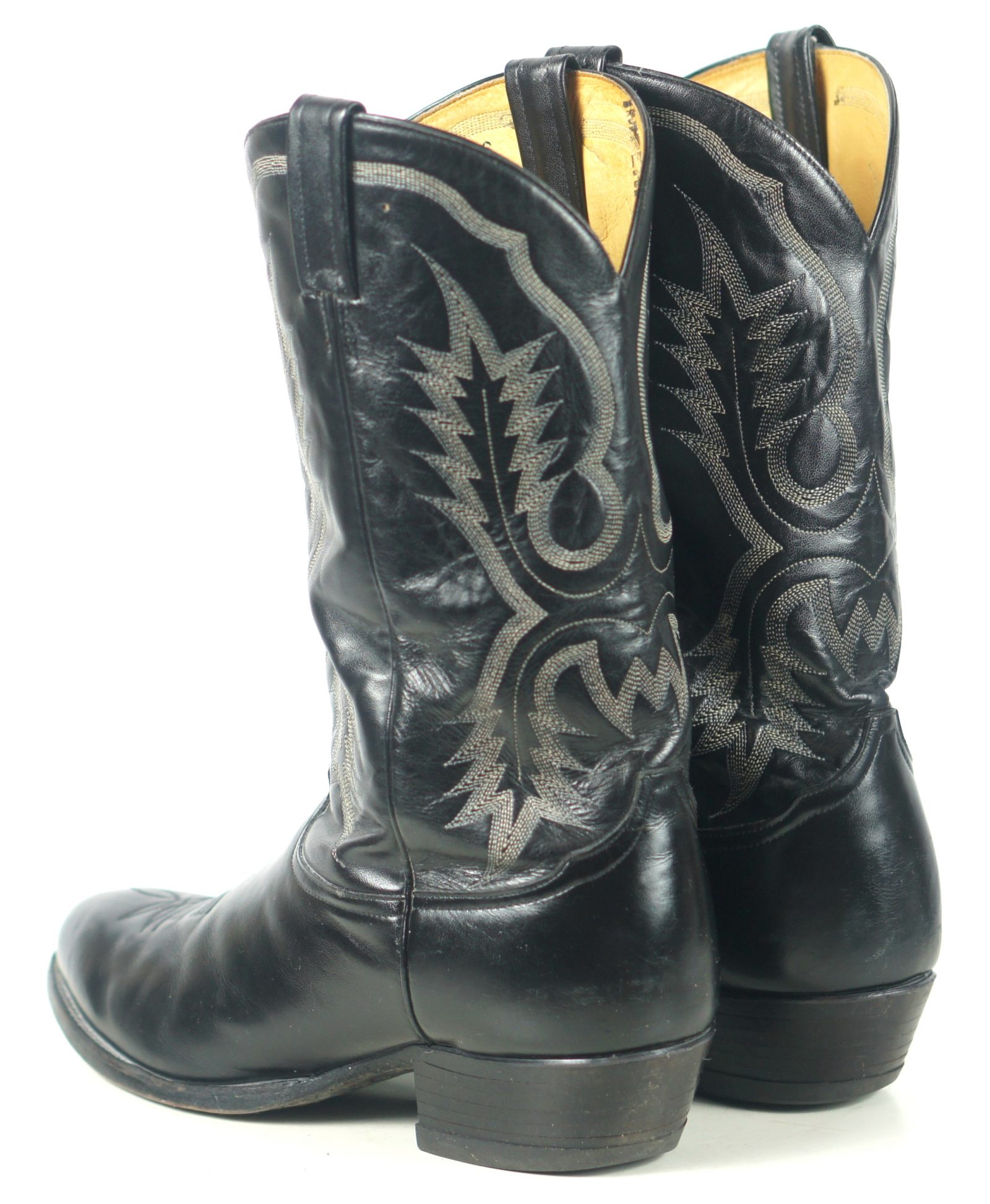 Tony Lama Cowboy Western Boots Black Leather Vintage US Texas Made Men