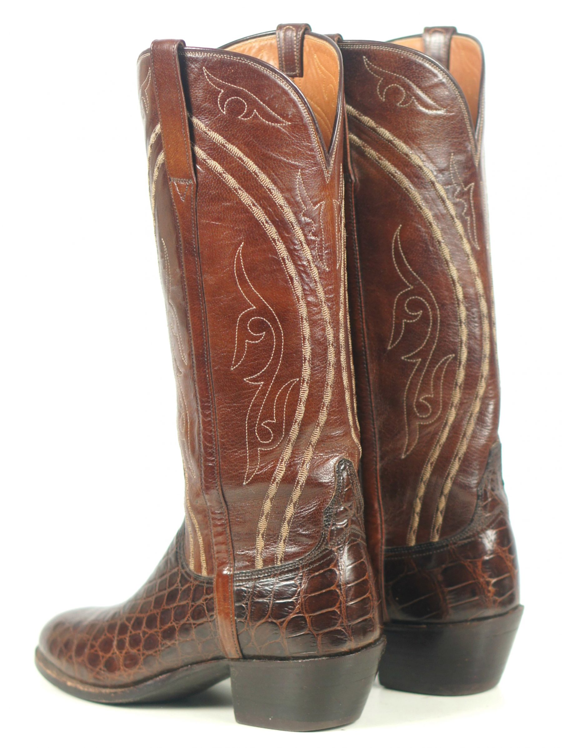 Lucchese Alligator Brown Cowboy Western Boots Vintage San Antonio TX ...