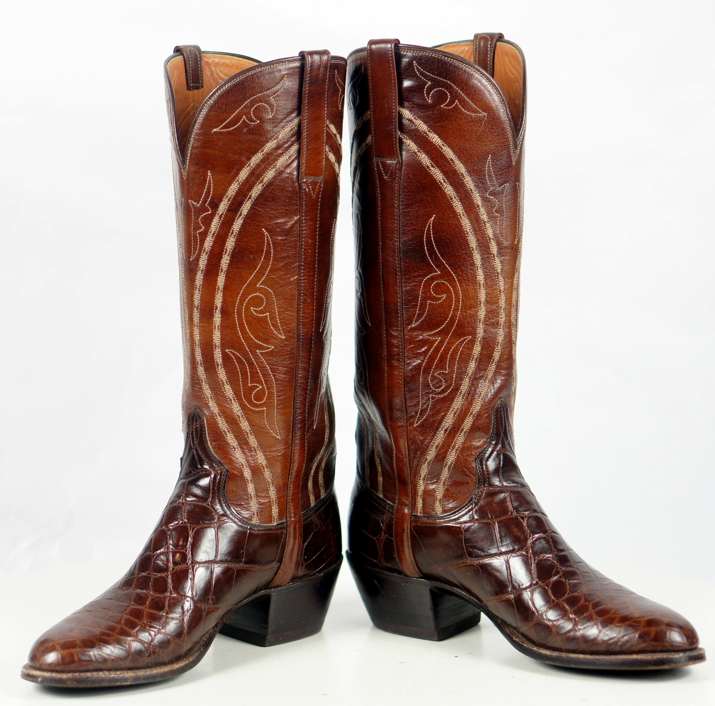 Lucchese Alligator Brown Cowboy Western Boots Vintage San Antonio TX ...