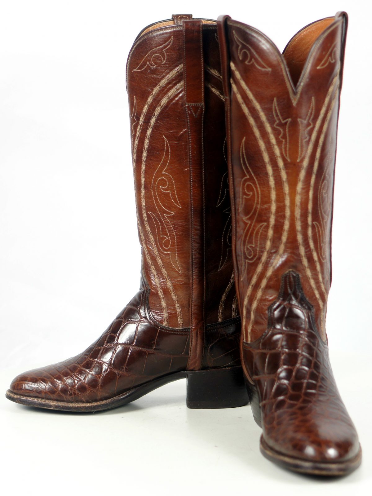 Lucchese Alligator Brown Cowboy Western Boots Vintage San Antonio TX ...