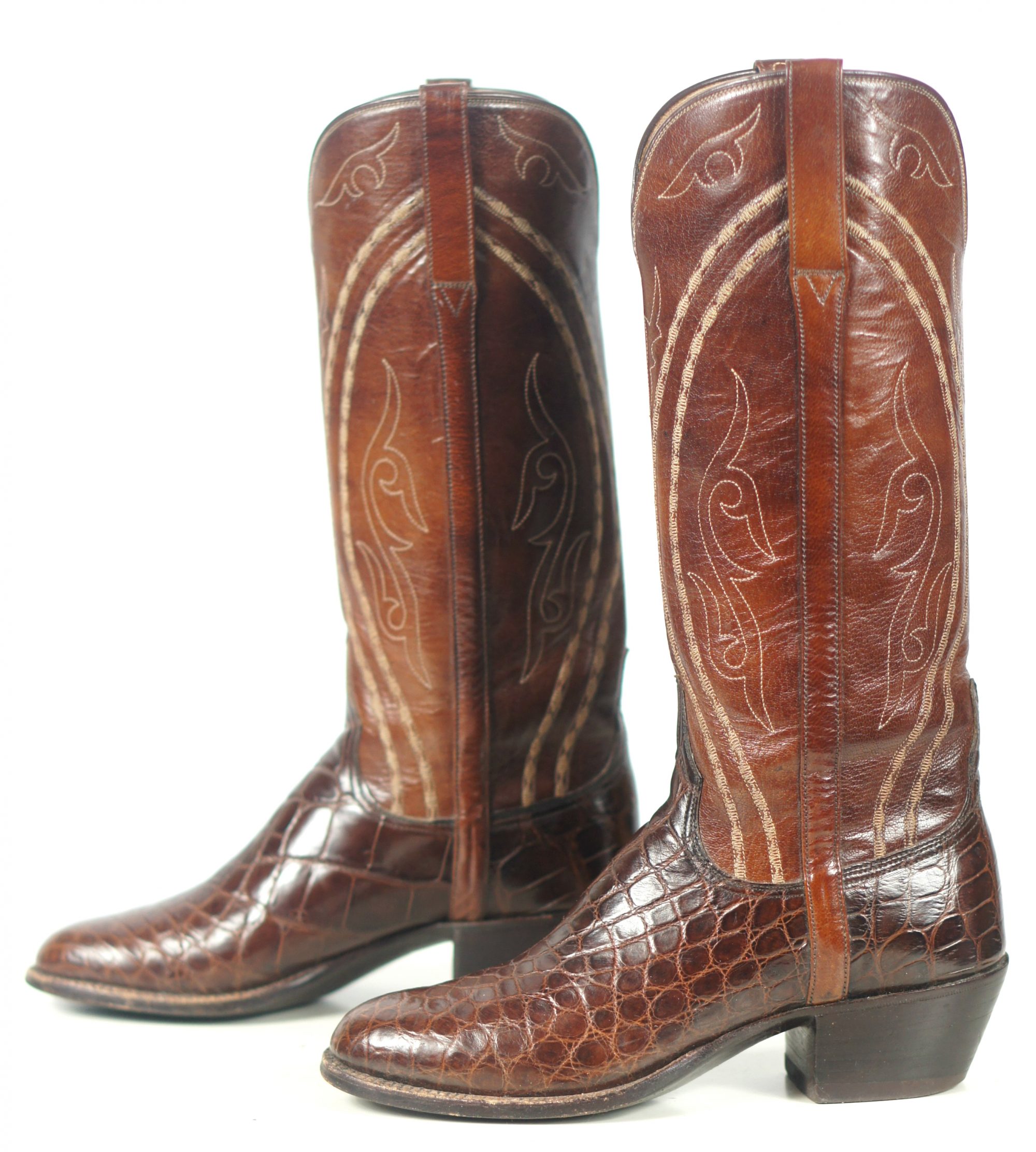 Lucchese Alligator Brown Cowboy Western Boots Vintage San Antonio TX ...