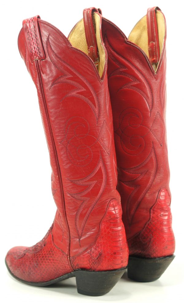 Tony Lama Red Womens Snakeskin Tall Cowboy Boots 8 600x989 