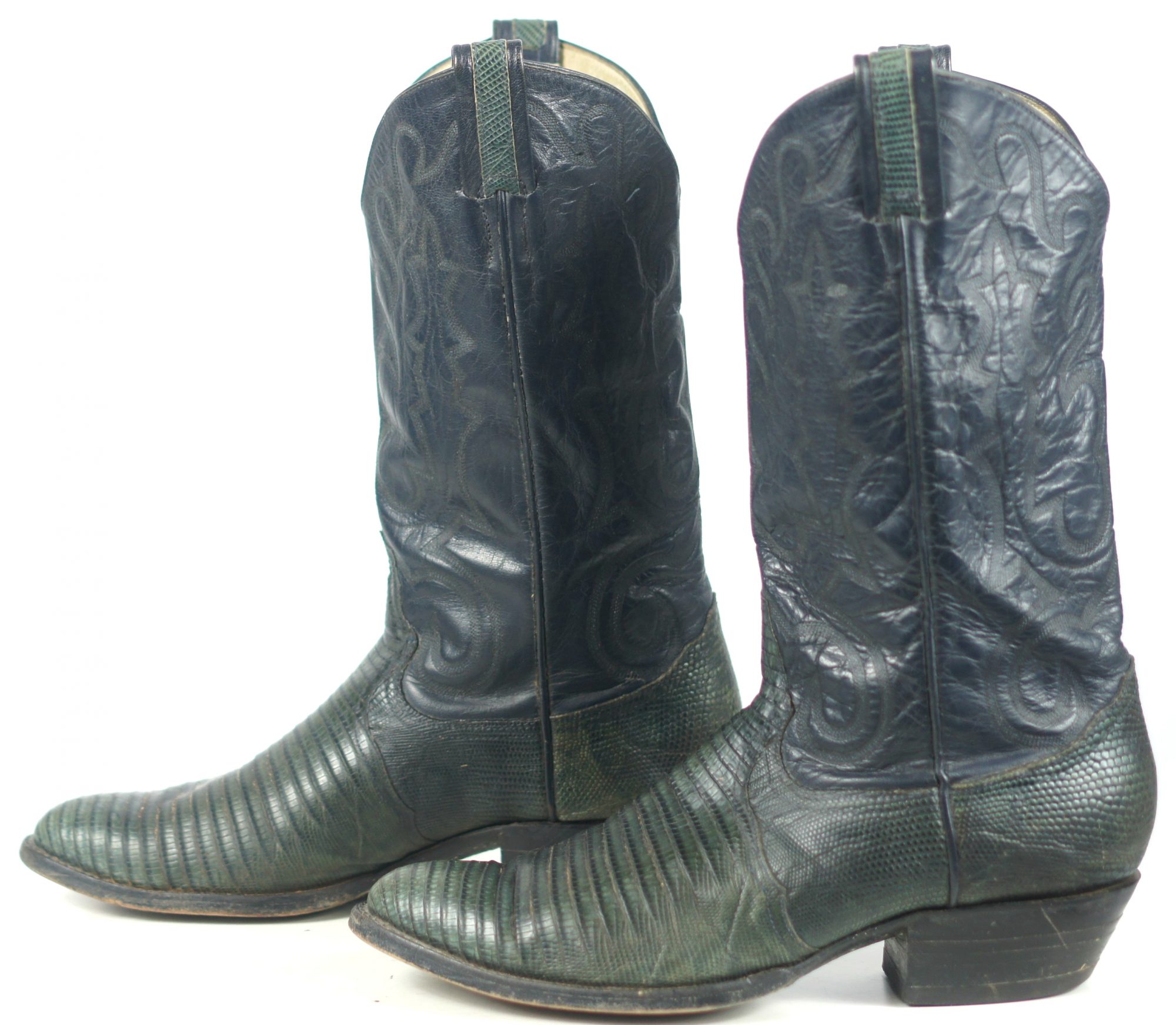 Osuna Santa Fe Blue And Green Lizard Cowboy Western Boots Handmade Men ...