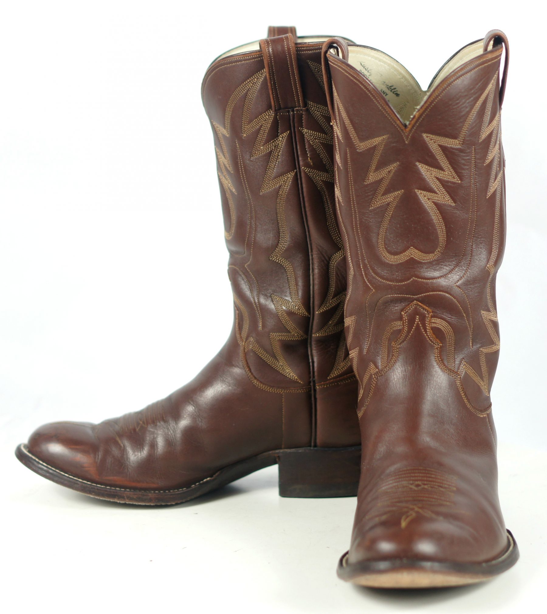 Rare Rusty Franklin Brown Leather Cowboy Boots San Angelo Handmade Men 