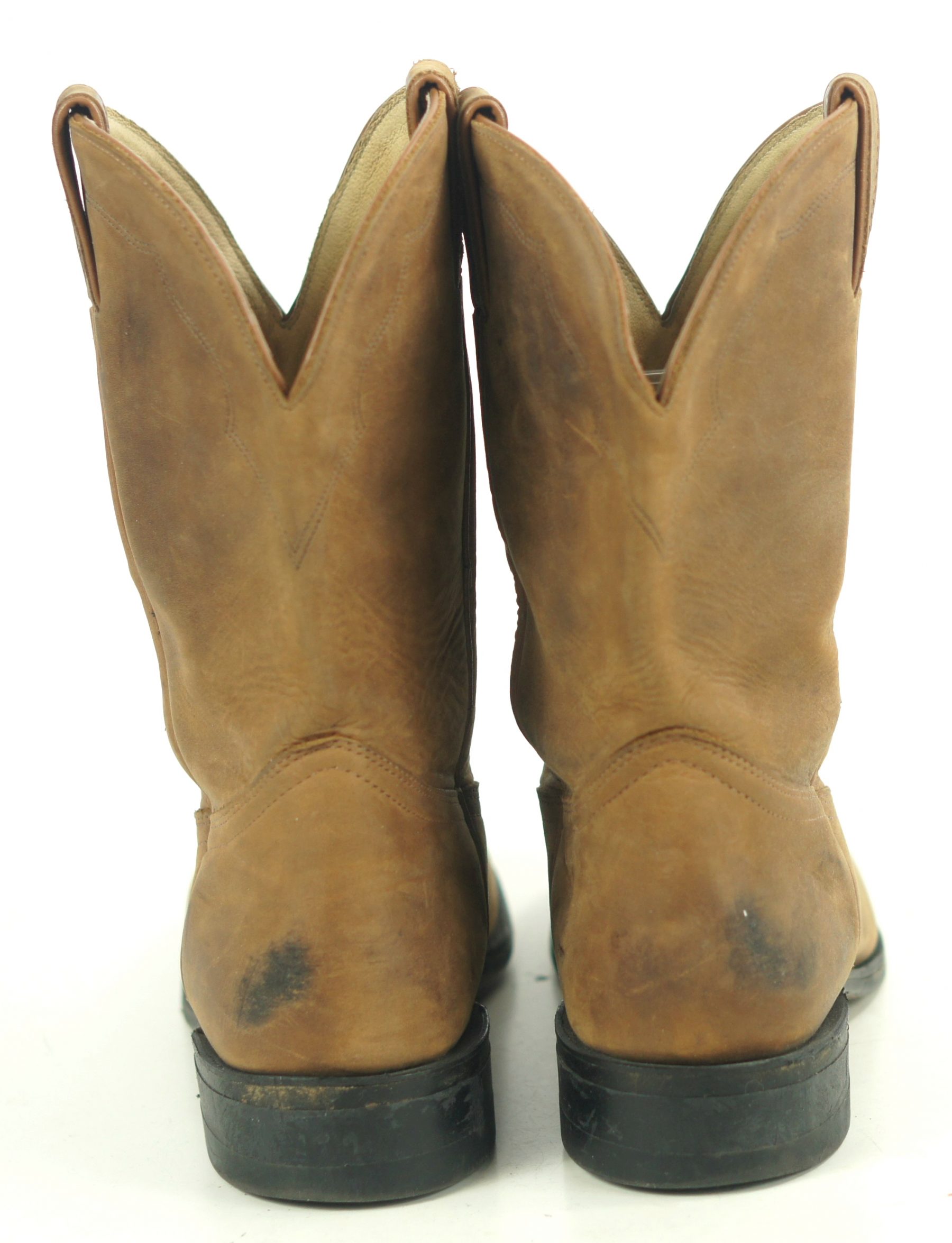 Boulet Tan Brown Suede Short Cowboy Western Roper Boots Canada Mens Size 10 Oldrebelboots 5730