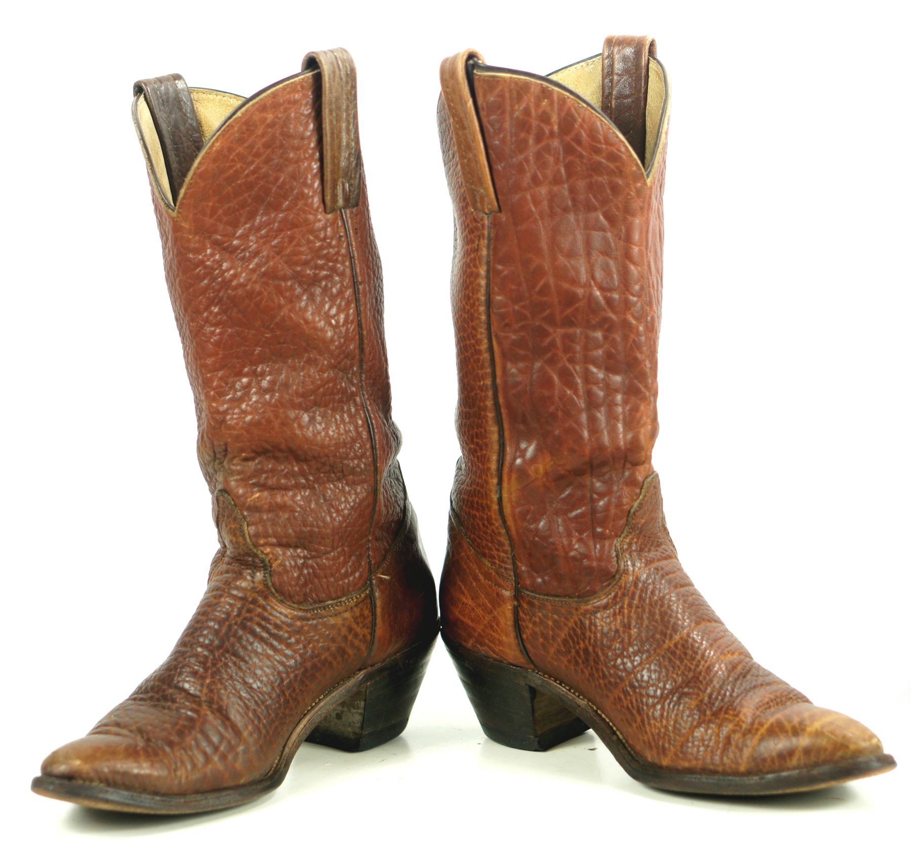 Frye Full Bullhide Cowboy Western Boots Vintage US Made 2.5" Heels Men ...