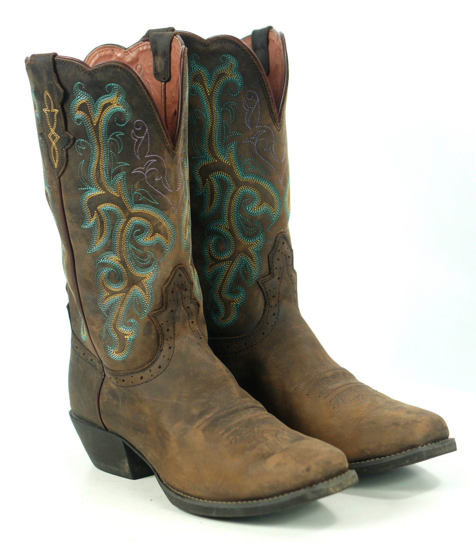 Justin Durant Stampede Cowboy Western Boots L2552 Wide Square Toe Women