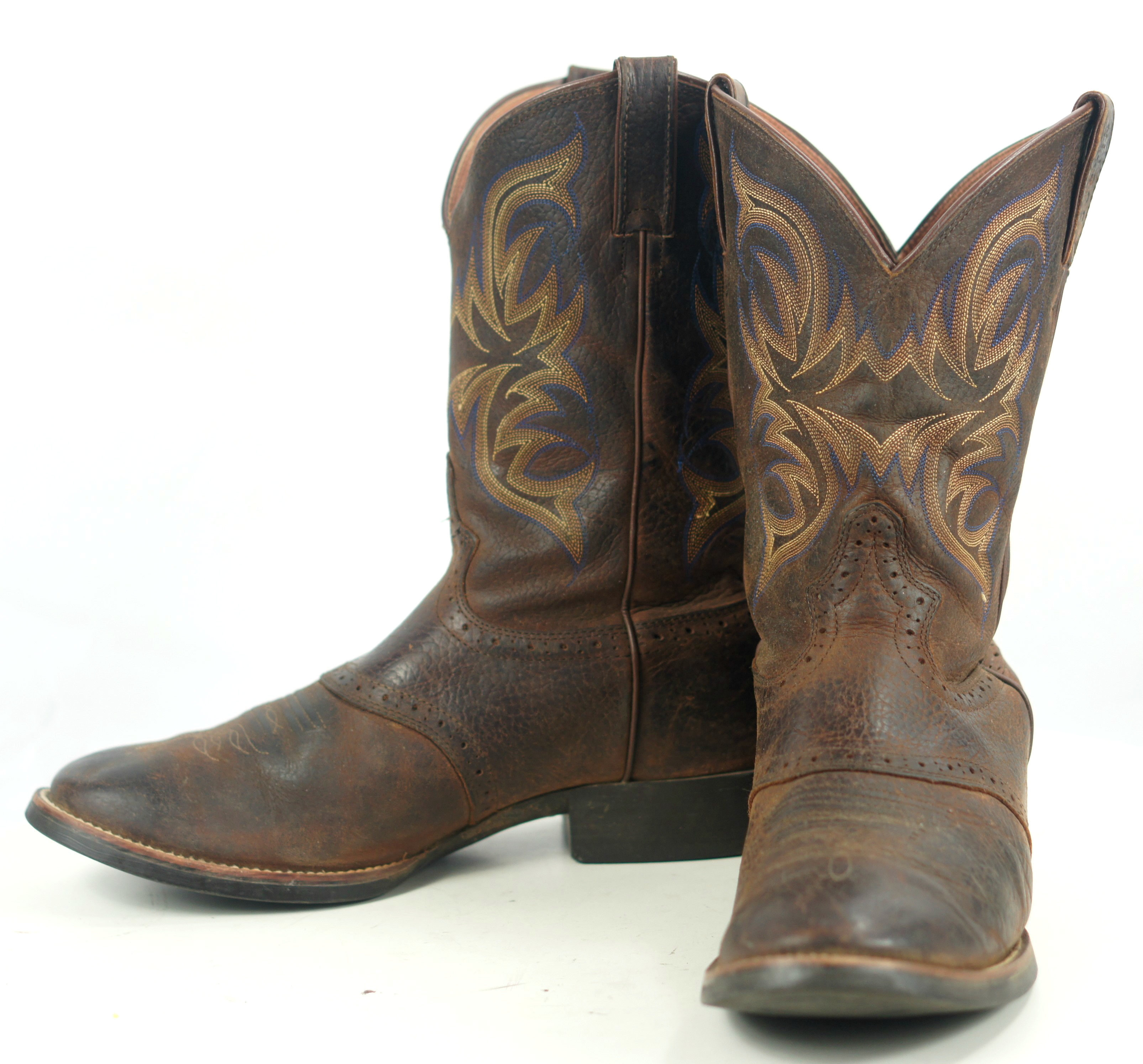 Justin Stampede Murray 7200 Brown Leather Cowboy Western Work Boots ...