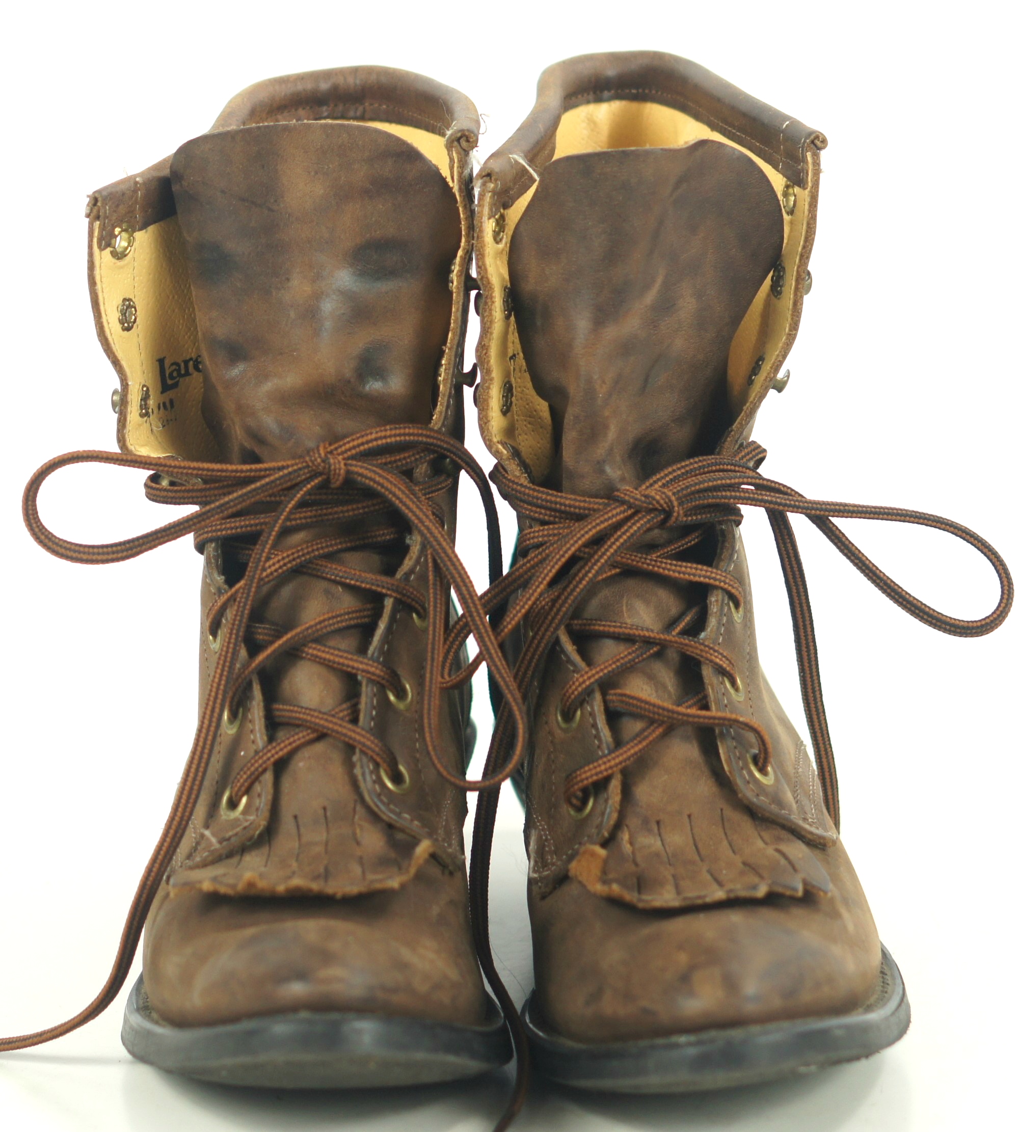 Laredo Brown Leather Lacer RIding Paddock Ankle Boots Vintage US Made 