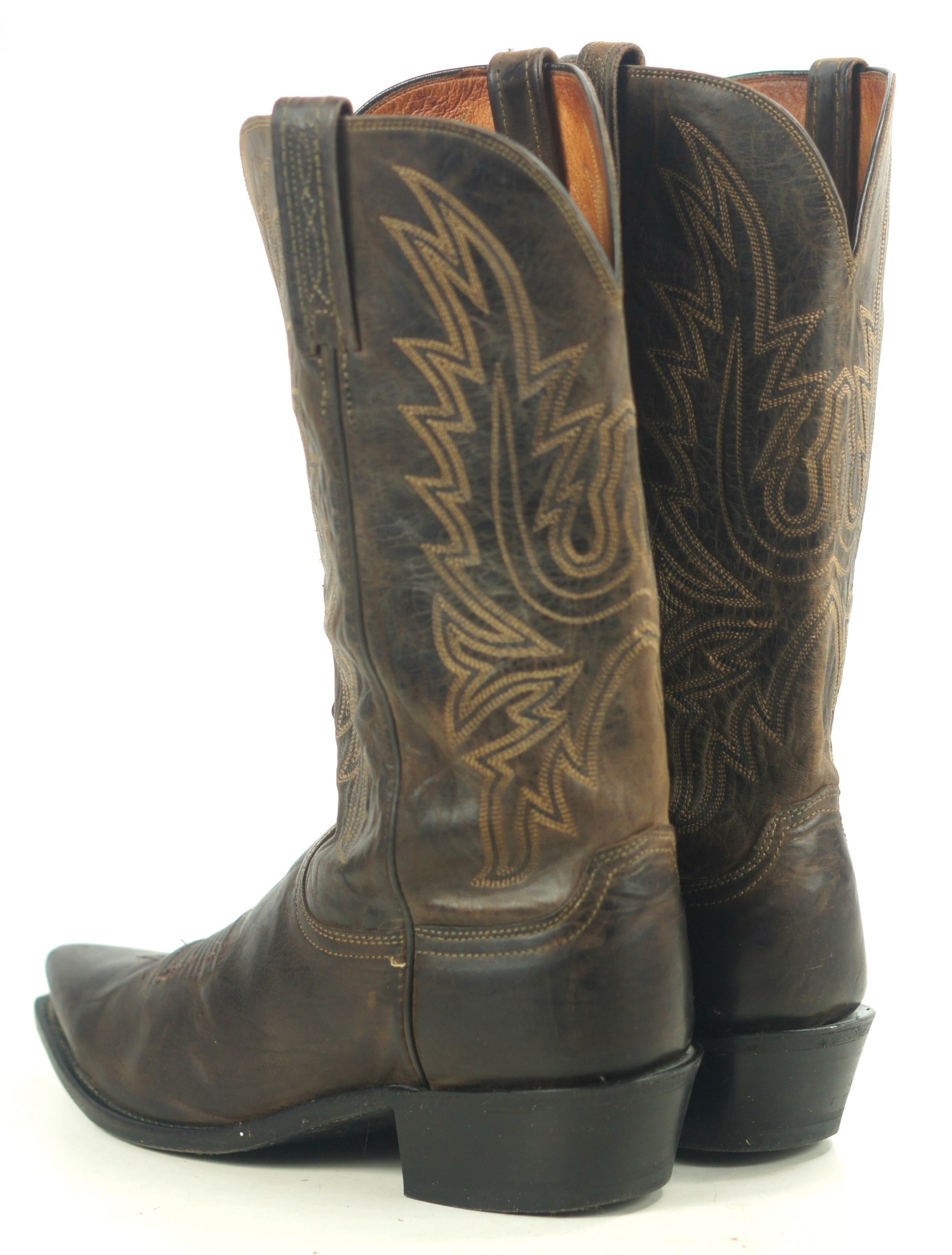 Lucchese 1883 Dark Brown Leather Cowboy Western Boots Snip Toe US Made ...