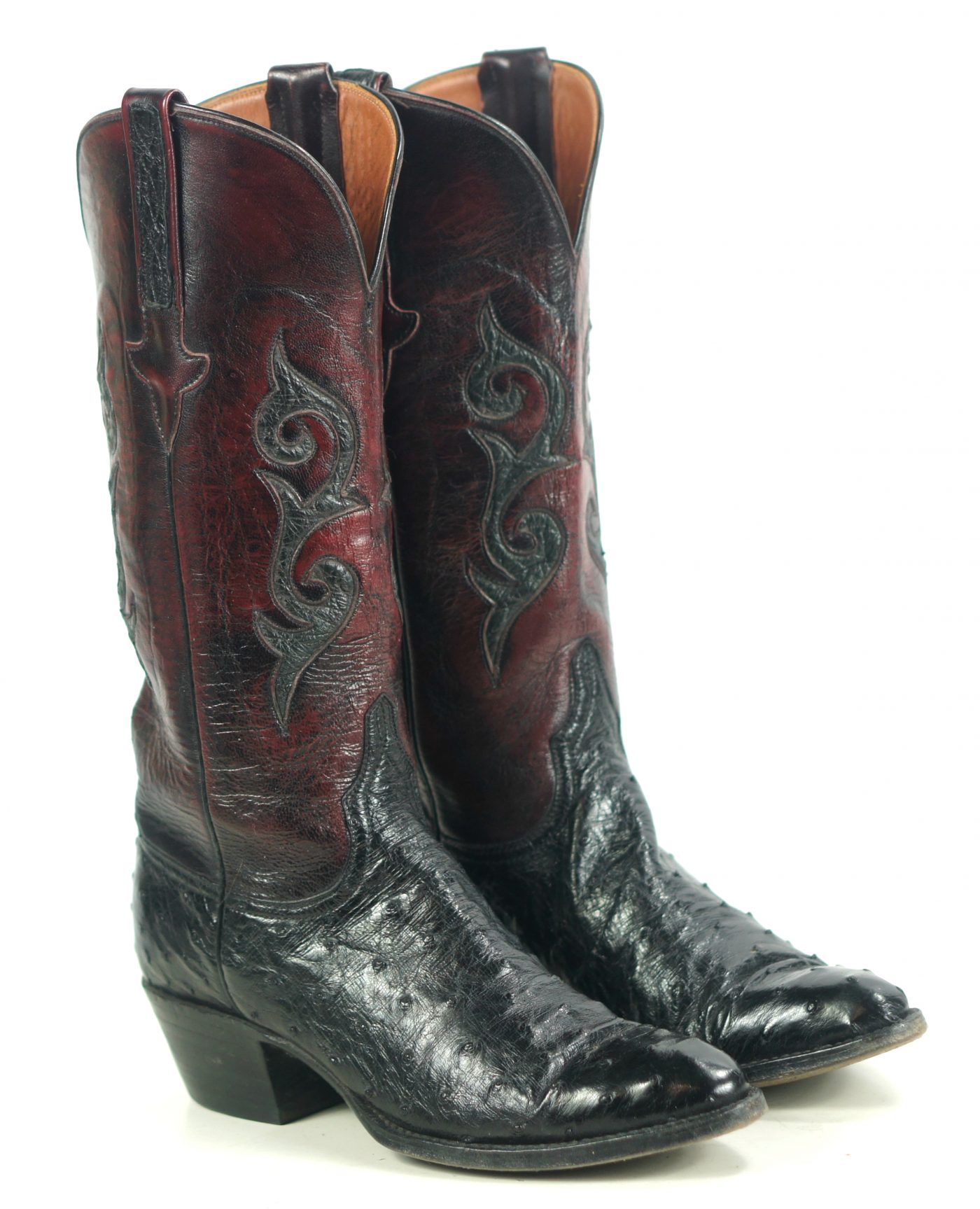 Lucchese Classics Black Cherry Full Quill Ostrich Cowboy Boots US Made ...