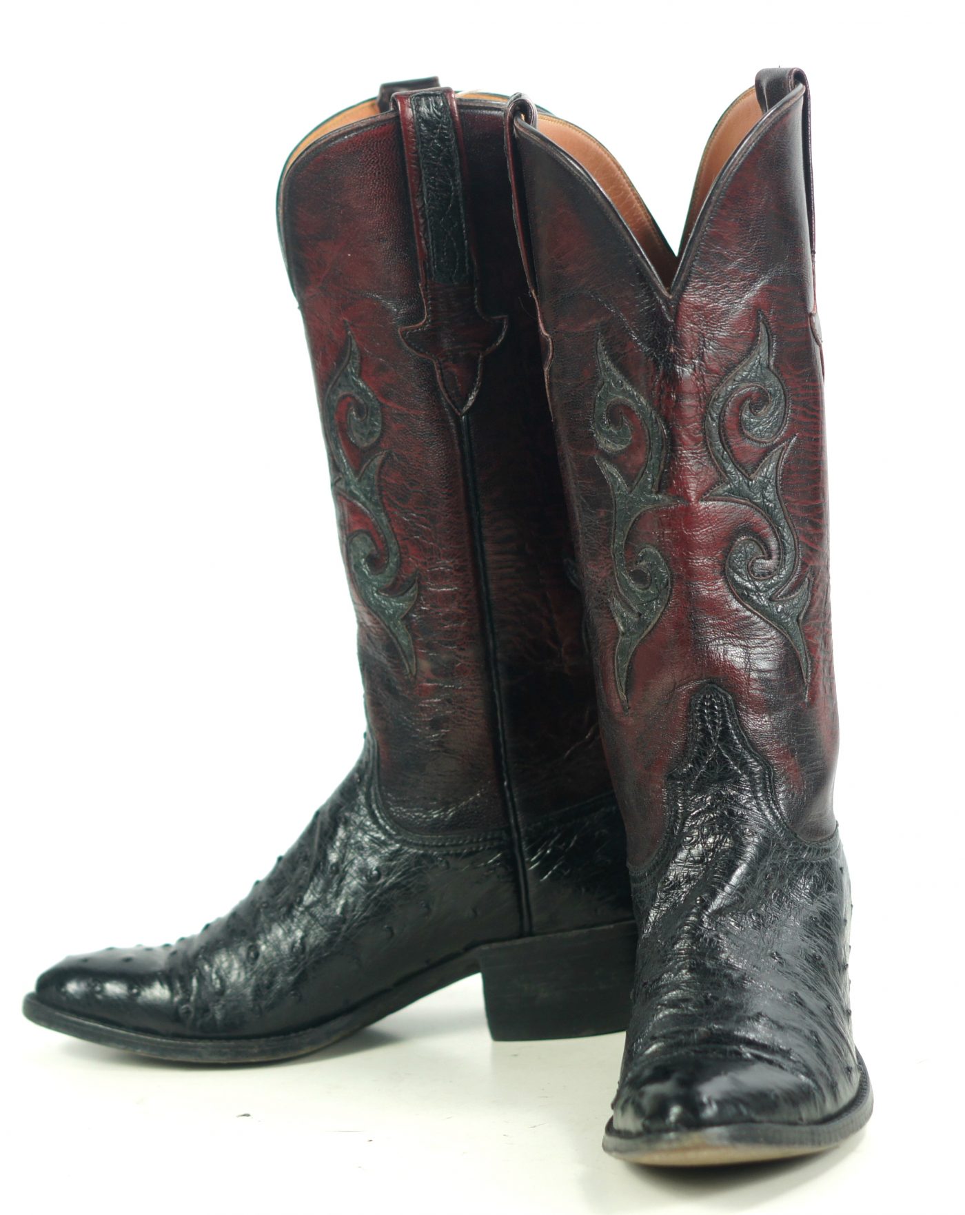 Lucchese Classics Black Cherry Full Quill Ostrich Cowboy Boots US Made ...