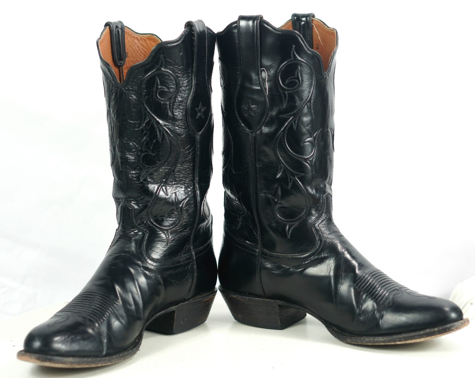 Tony Lama Signature Series Black Brushed Goat Cowboy Boots US Made Men ...