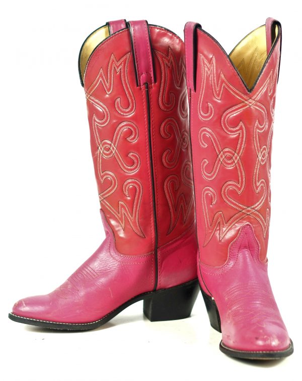 Wrangler Raspberry Pink Western Boho Cowboy Boots Vintage US Made Women