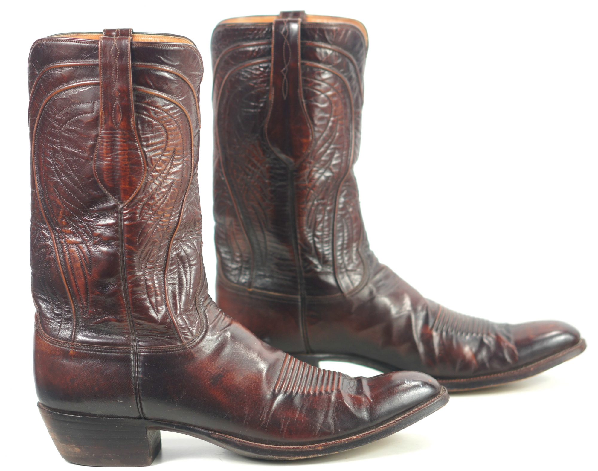 Lucchese San Antonio Vintage 80s US Made Brown Cowboy Boots French Toe ...