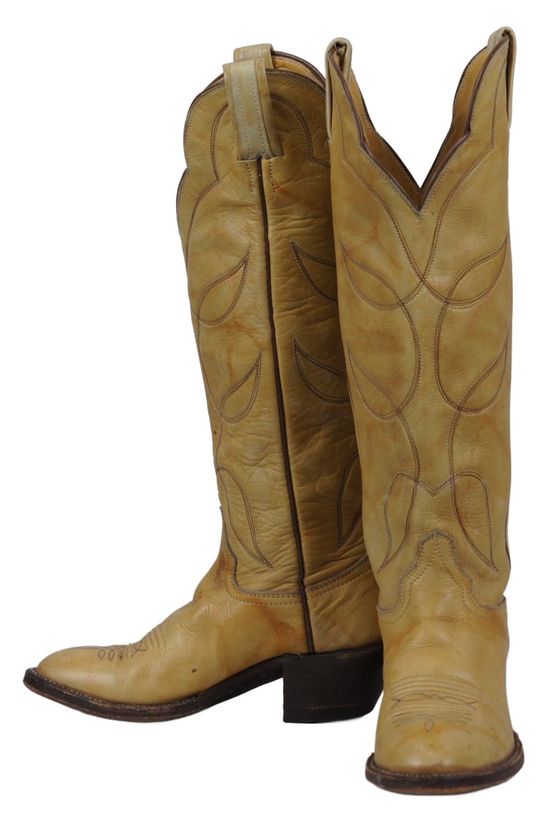 Hondo Buttercup Yellow Cowboy Buckaroo Boots Knee High 17-Inch Tall Women