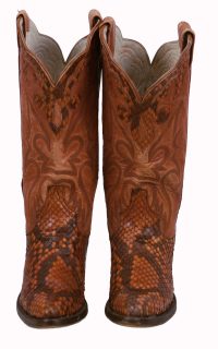 Larry Mahan Western Cowboy Boots Snake Vintage US Made 8-Row Stitch Women