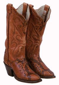 Larry Mahan Western Cowboy Boots Snake Vintage US Made 8-Row Stitch Women