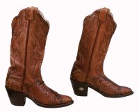 Larry Mahan Western Cowboy Boots Snake Vintage US Made 8-Row Stitch Women