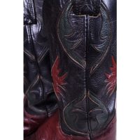 Olathe Burgundy Lizard Cowboy Western Boots Inlay Black Green Flowers Womens 6 (2)square