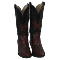 Olathe Burgundy Lizard Cowboy Western Boots Inlay Black Green Flowers Womens 6 (5)square